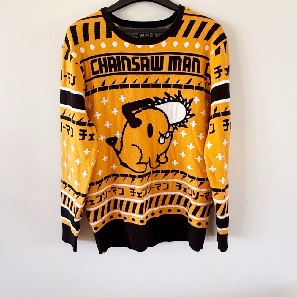 Boxlunch Men Chainsaw Man Chibi Pochita Sweater Large Anime Exclusive Rare